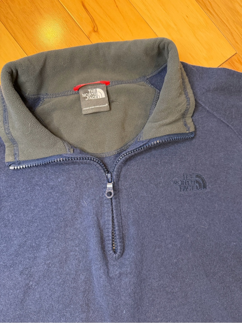 The North Face Navy 1/4 Zip Sweater Fleece Pullover Mens Sz L Relaxed Fit No Tag